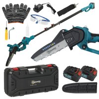 Outsunny fierastrau cu acumulator 2 in 1, cu tija telescopica si motor brushless, albastru - 1