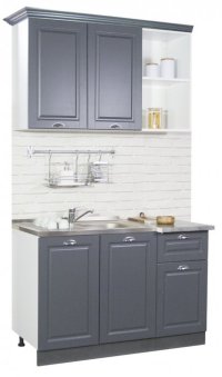 Set de Bucatarie SQUARE 120 cm, 2 Corpuri cu Sertar, Blat Termorezistent, Fronturi MDF Antracit - 1