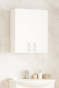 Dulap baie suspendat VERONA, 60x21.5x68 cm, 2 usi, alb, front MDF - 1