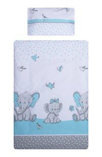 Lenjerie patut cu 4 piese 140x70 cm Elefant albastru - 1
