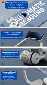 Aparat Fitness Multifunctional METATRON ABS ROLLER cu Suport pentru Telefon si Cronometru - 12