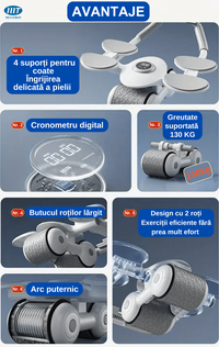 Aparat Fitness Multifunctional METATRON ABS ROLLER cu Suport pentru Telefon si Cronometru - 8