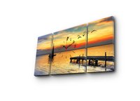 Ceas de perete decorativ Wallxpert, set 3 piese din pânză de piele de căprioară, multicolor, dimensiuni 84x45 cm - 4