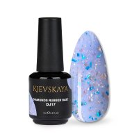 Diamonds Rubber Base Kievskaya Nr. 17 15ml | Bază rubber color albastru pastel cu particule holografice - 1