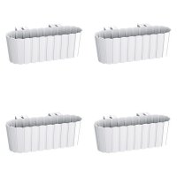 Set 4 jardiniere decorative cu suport de plastic, alb, 4.9 L, 38.3x21.2x13 cm, Boardee Hook - 1