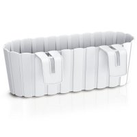 Set 4 jardiniere decorative cu suport de plastic, alb, 4.9 L, 38.3x21.2x13 cm, Boardee Hook - 2