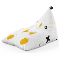 Fotoliu Puf Bean Bag tip Lounge Memphis alb cu galben - 4