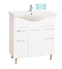 Set Baza front MDF si Lavoar seria 153, cu sertare, 75 cm, alb - 1