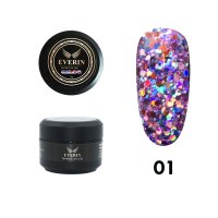 Gel Colorat Twinkle Color EVERIN 5ml – 01 | Gel cu Sclipici Holografic Multicolor pentru Manichiură Profesională - 1