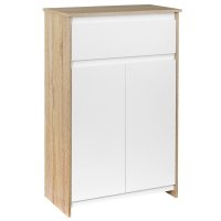 Kleankin Mobilier pentru Baie Multifuncțional, Dulap si Sertar, Design Modern Alb si Lemn, Dimensiuni 60x30x90 cm | Aosom Romania - 1