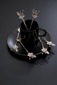 Set lingurite cafea floricica 6 bucati PLT0494 Argintiu 13.5x3x0.2 cm - 1