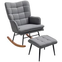 Fotoliu cu leagăn HOMCOM si taburet, confortabil, capacitate 130 kg, 64x89x90cm, gri inchis | Aosom Romania - 1
