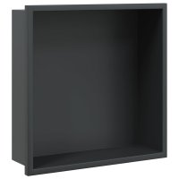 Nisa de dus din otel inoxidabil, negru mat, 32x32x9 cm - 1