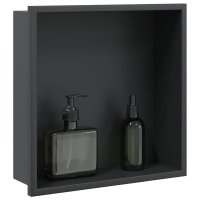 Nisa de dus din otel inoxidabil, negru mat, 32x32x9 cm - 2