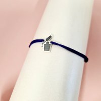 Bratara cu lac pentru unghii - Argint 925, snur negru ajustabil - 1