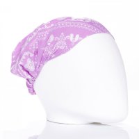 Bandana lila cu imprimeu alb si elastic posterior - 1