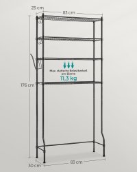 Raft baie WC Songmics Negru 83x30x179 cm - 5