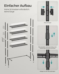 Raft baie WC Songmics Negru 83x30x179 cm - 6