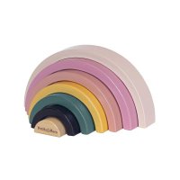Petite&Mars Rainbow Stardust Wood of Mars, jucarie de stivuire din lemn, 7 piese, 24 luni+, multicolor - 1