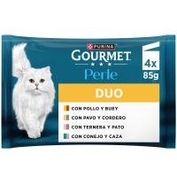 GOURMET Perle Pui și Vită, Curcan și Miel, Vițel și Rață, Iepure și Vânat, plic hrană umedă pisici, (în sos), multipack, 85g x 4buc - 5