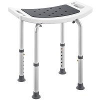 HOMCOM Scaun de Dus Antialunecare din Aluminiu si Plastic, Reglabil pe 6 Niveluri 39-52cm, Gri | Aosom Romania - 1