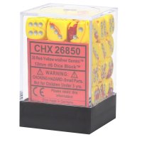 Set 36 Zaruri Chessex Gemini 12mm d6 - Rosu-Galben cu Detalii Argintii - 1