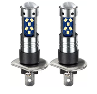 Set 2 becuri auto LED H1 cu lupa 60W 27 SMD 12V 6000K 7000lm - 1