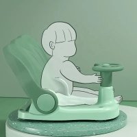 Scaunel de baie pentru copii Little Mom Car Blue cu design pliabil, ergonomic, volan de sustinere, spatar ajustabil in 3 unghiuri diferite, fixare cu ventuze, dimensiune 38 x 28.5 x 30.8 cm - 2