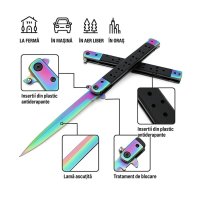 Briceag tip Stiletto, multicolor, deschidere manuala, lungime 33 cm, lama metalica - 3