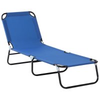 Sezlong Pliabil Outsunny pentru Gradina cu Spatar Reglabil pe 5 Pozitii, Otel si Tesatura Oxford, Dimensiuni 188x56x28 cm, Albastru | Aosom Romania - 1
