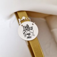 Colier Personalizat - Mom of Girls - Pandantiv Banut 22 mm din Argint 925 - 1