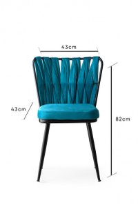 Set 4 Scaune Kusaklı Negru-Blue - 7