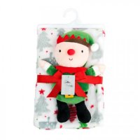 Set cadou Craciun cu paturica din fleece si jucarie de plus Elf - 2