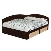 Pat Colt Alma 140x200 cm, cu 2 sertare laterale pe role,  colt interschimbabil, sonoma inchis + sonoma deschis - 1