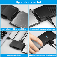 Adaptor FIDECO USB 3.0 la SATA/IDE pentru Hard Disk-uri 2.5/3.5 HDD si SSD, Compatibil cu Windows, Mac, Linux & Chrome - 9