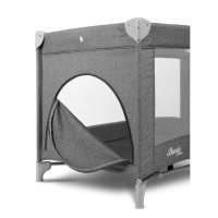 Patut pliabil pentru copii cu doua nivele,roti,fereastra cu fermoar,saltea pliabila si geanta transport incluse Caretero Basic Plus Graphite - 5