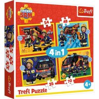 Puzzle Trefl 4in1 cu Pompieri si Sirena - Distractie pentru Copii - 1