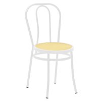 Scaun Vienna plastic ratan bej - metal alb - 1