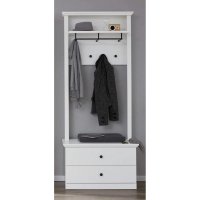 Set hol BRANDSON, 3 piese,comoda, cuier, alb, 81x41x196 cm - 1