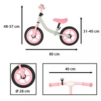 Bicicleta de echilibru fara pedale pentru copii, Ikonka, cu ghidonul si saua reglabile in inaltime, greutate redusa 1.8 kg, Trike Fix Balance pink - 2