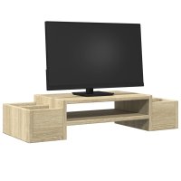 Suport pentru monitor cu depozitare, stejar sonoma, 70x27x15cm, lemn prelucrat - 3