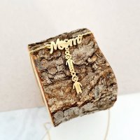 Lantisor cu pandantiv Mom si 2 siluete copii - Argint 925 placat cu Aur Galben 18K - 1
