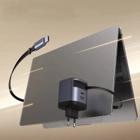 Incarcator rapid cu cablu retractabil UGREEN 65W GaN Fast Charger X615, 2 x USB C + 1 x USB A, Gri - 7