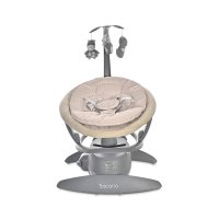 Leagan electric Toscana Beige Dots, rotativ, panou muzical, telecomanda - 1