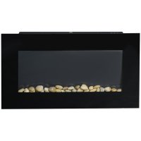 Semineu electric de perete HOMCOM, 1000/2000 W, flacara LED in 7 culori, 72,5 x 11,5 x 40 cm, negru - 1