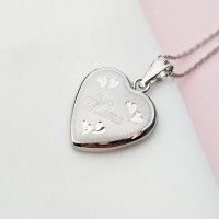 Medalion in forma de inima cu fotografii - Mama Engraved - Argint 925 - 1