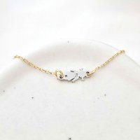 Bratara Fior al Copilariei - Model Fetita cu Diamant natural - Argint 925 & Argint placat cu Aur Galben 18K - 1