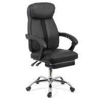Scaun de birou OFF 321 cu piele ecologica si suport pentru picioare, negru - 1