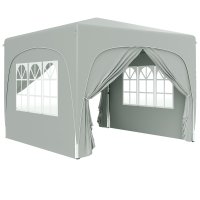 Pavilion pliabil Outsunny, cu ferestre laterale si geanta de transport, 300 x 300 x 273 cm, gri deschis - 1