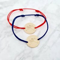 Set de 2 bratari Pinky Promise din aur galben 14K, cu snur reglabil - 1